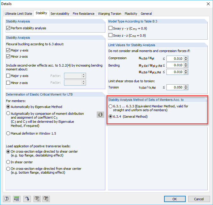 General Method for Stability Analysis of Sets of Members