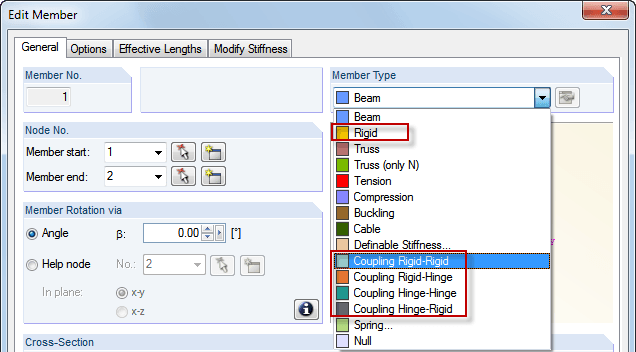 Selecting Rigid Member Types
