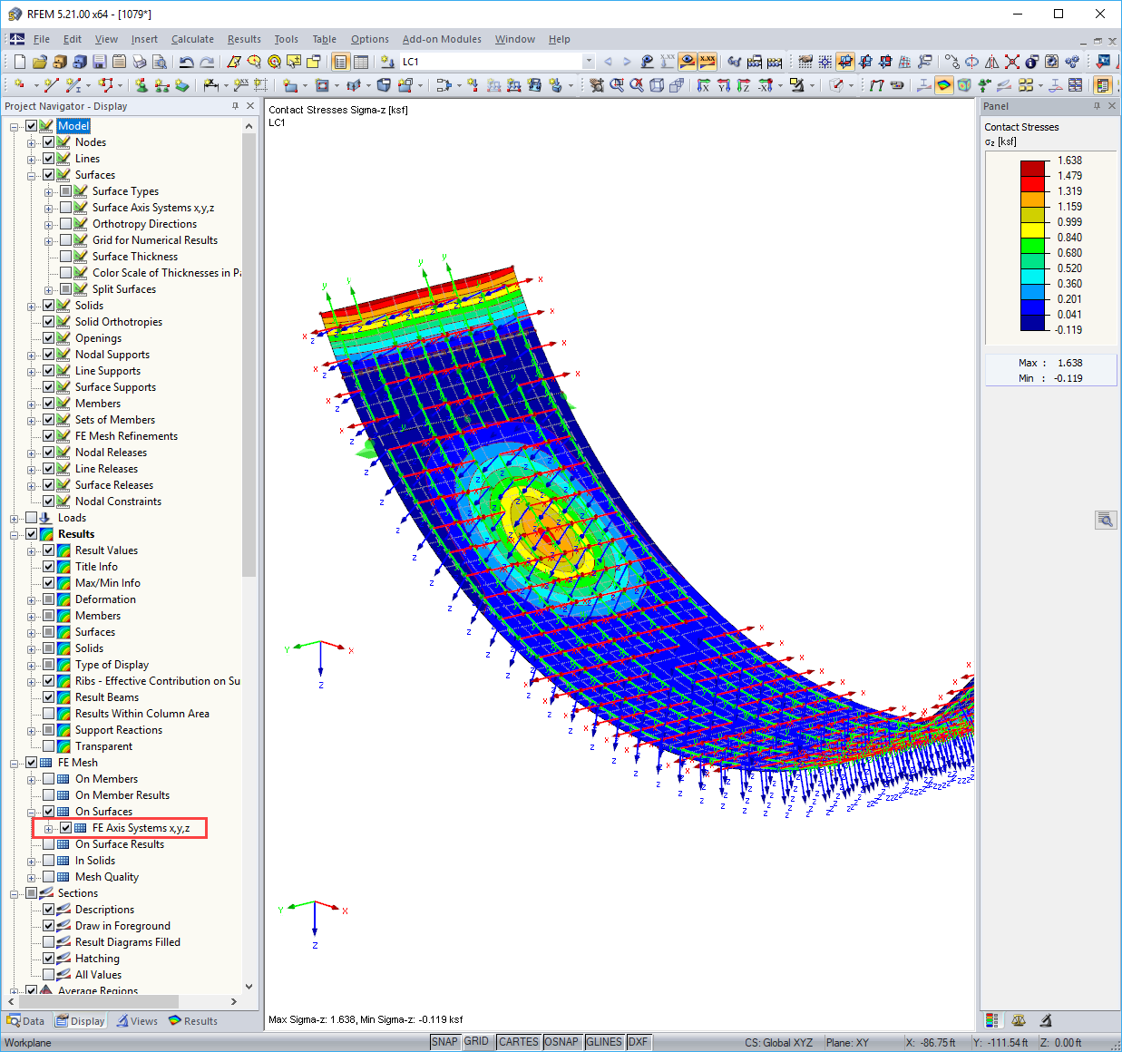 Displaying Local FE Axis Systems