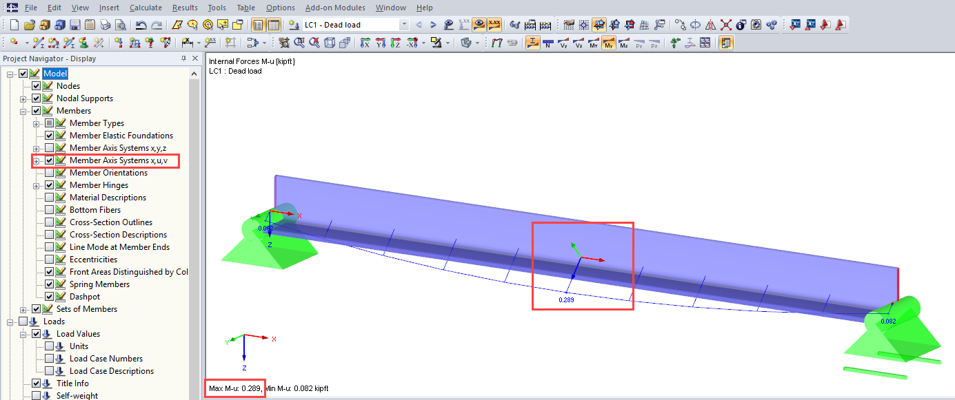 Displaying Results for Member Axes
