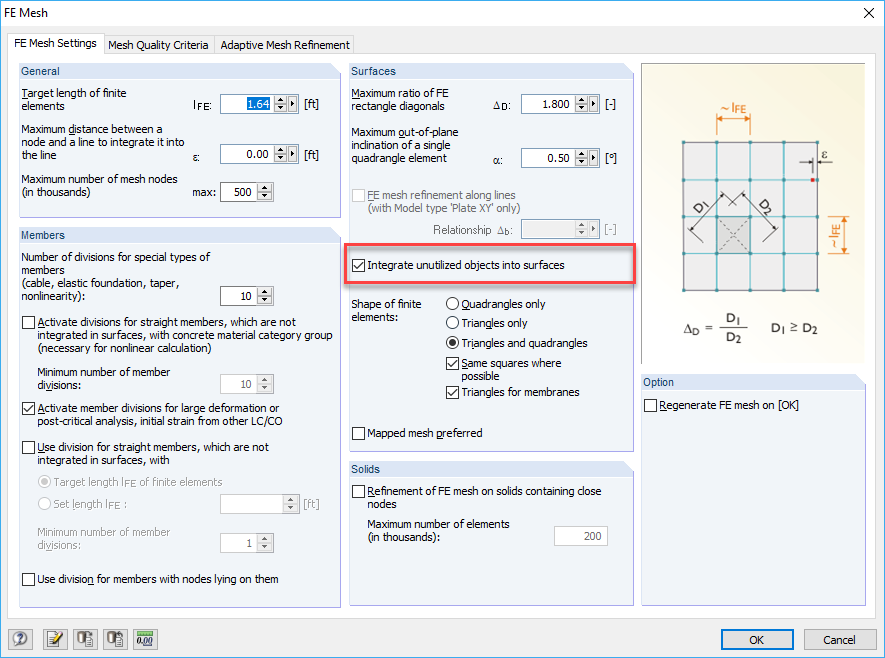 Dialog Box "FE Mesh Settings"