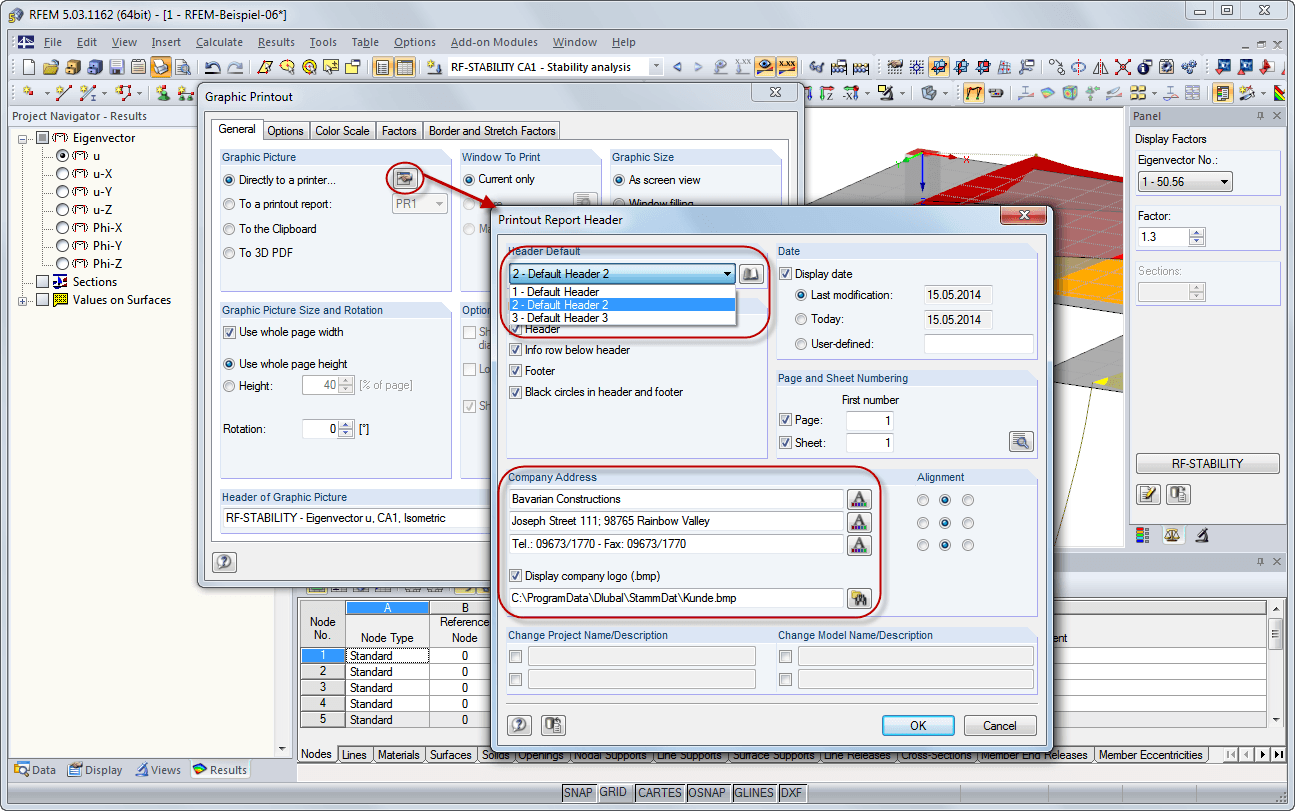 Editing Printout Header