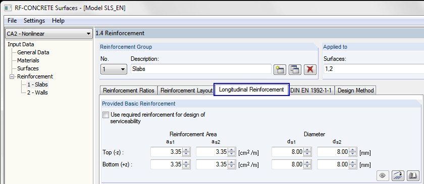 Specifying Longitudinal Reinforcement