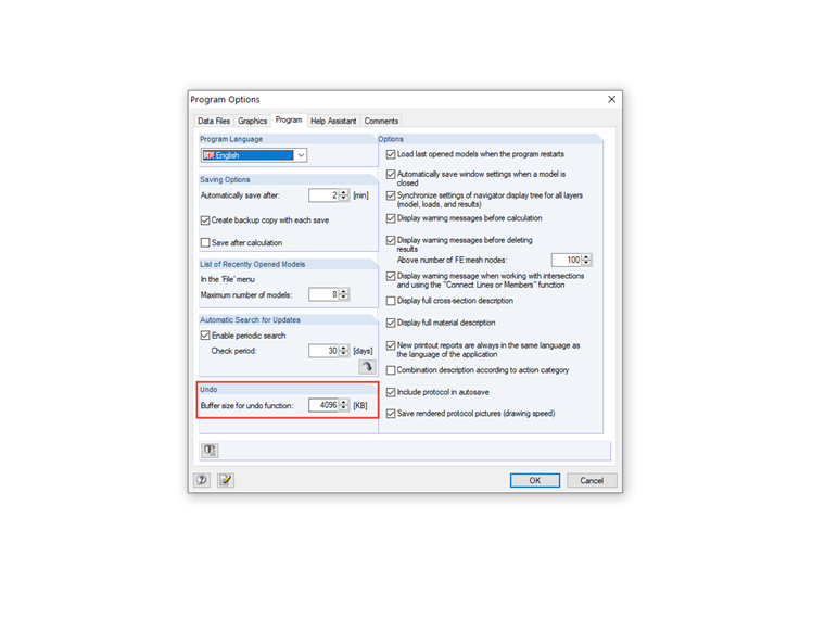 Buffer Size for Undo Function
