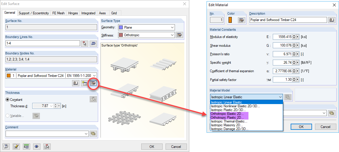 Selecting Material Model for Surfaces