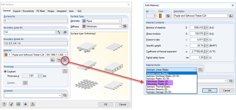 Selecting Material Model for Surfaces