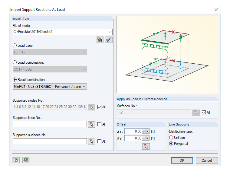Dialog Box "Import Support Reactions as Load"