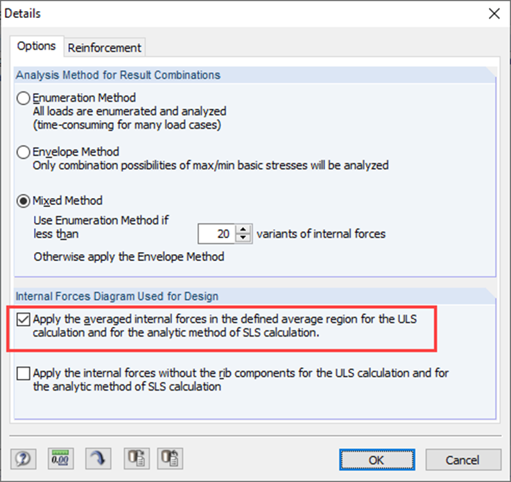 Detailed Settings in RF-CONCRETE Surfaces