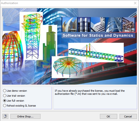 Dialog Box "Authorization" at First Program Start