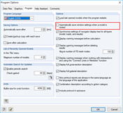 Deactivating Option to Save Window Settings