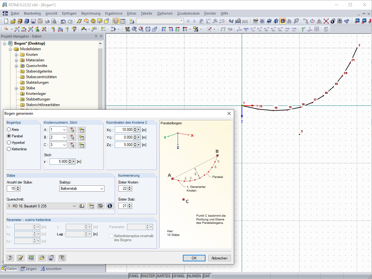 Dialog Box "Generate Arc"