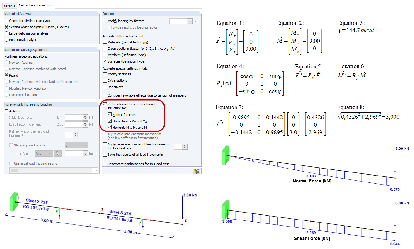 Internal Forces According to Second- Order Analysis Related to Deformed Structure