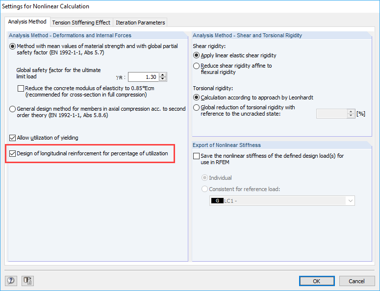 Settings for Nonlinear Calculation