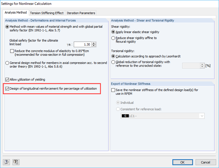 Settings for Nonlinear Calculation