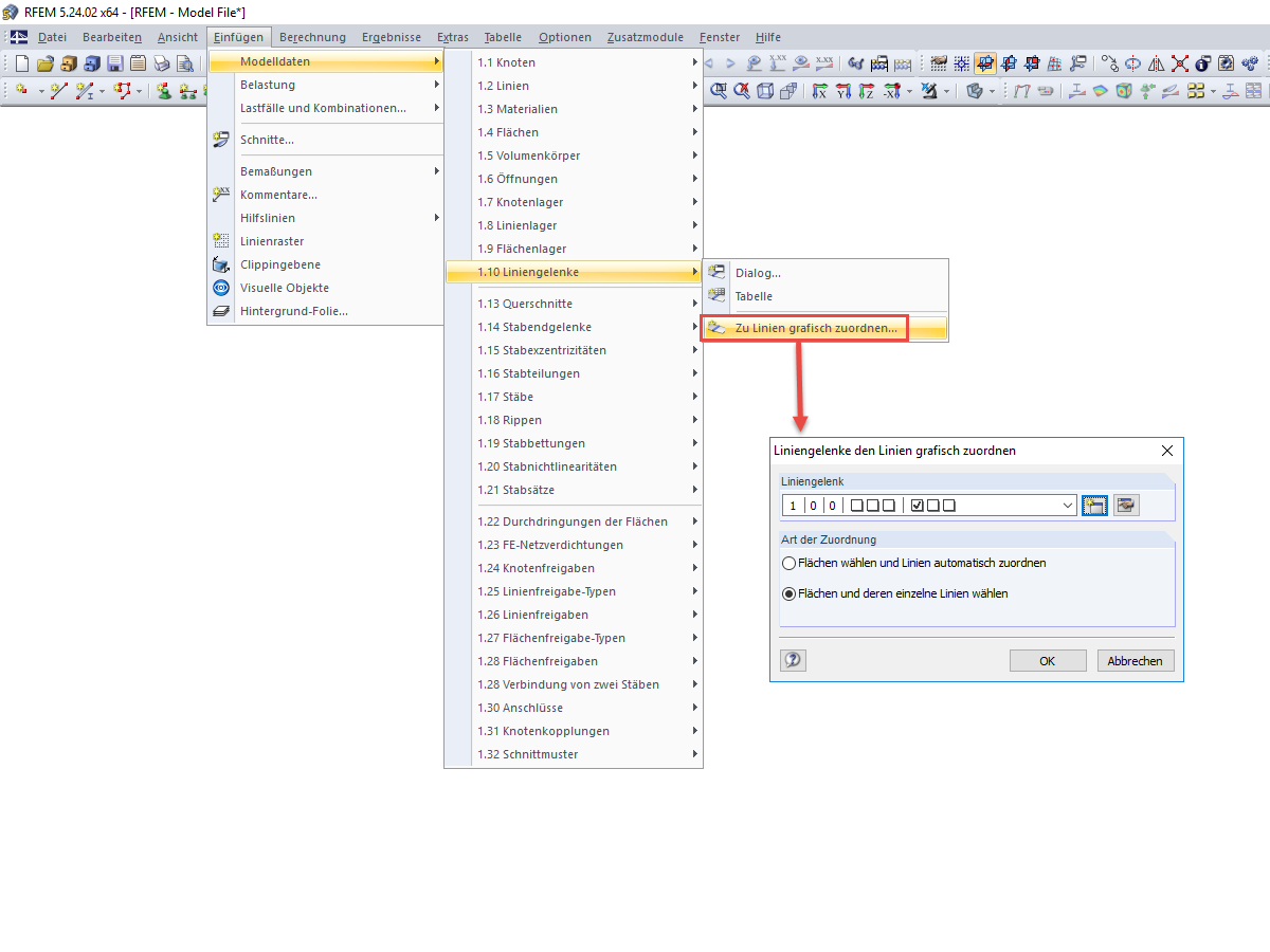 Assigning Line Hinges Graphically