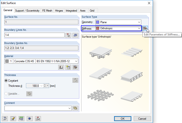 Editing Surface - Setting Stiffness Type