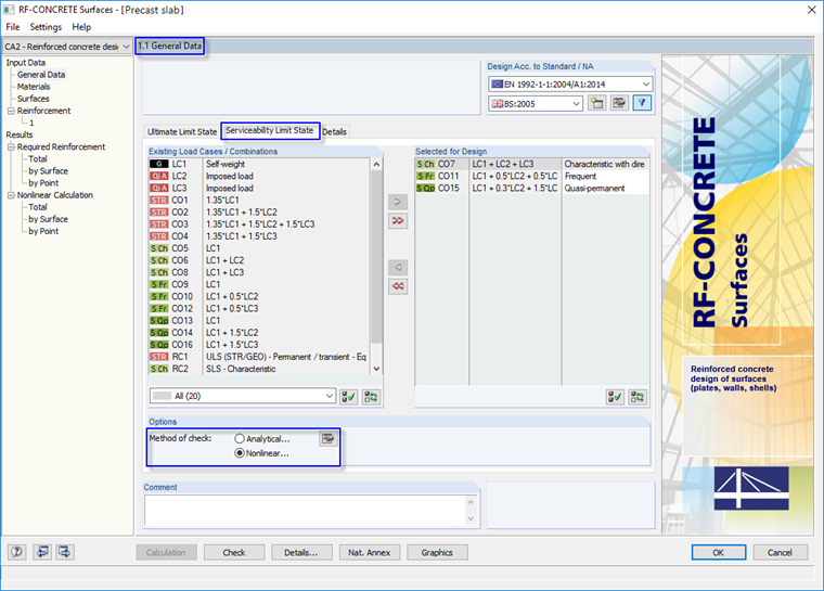 1.1 General Data - Serviceability Limit State - Design Method