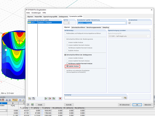 Selecting Explicit Analysis in RF-DYNAM Pro