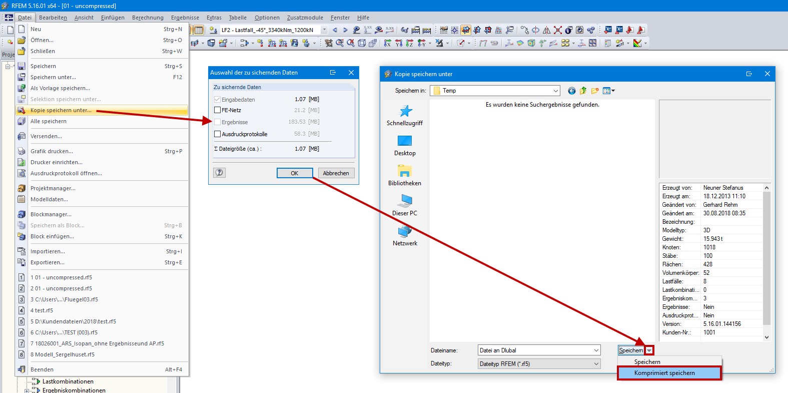Compressed Saving of File