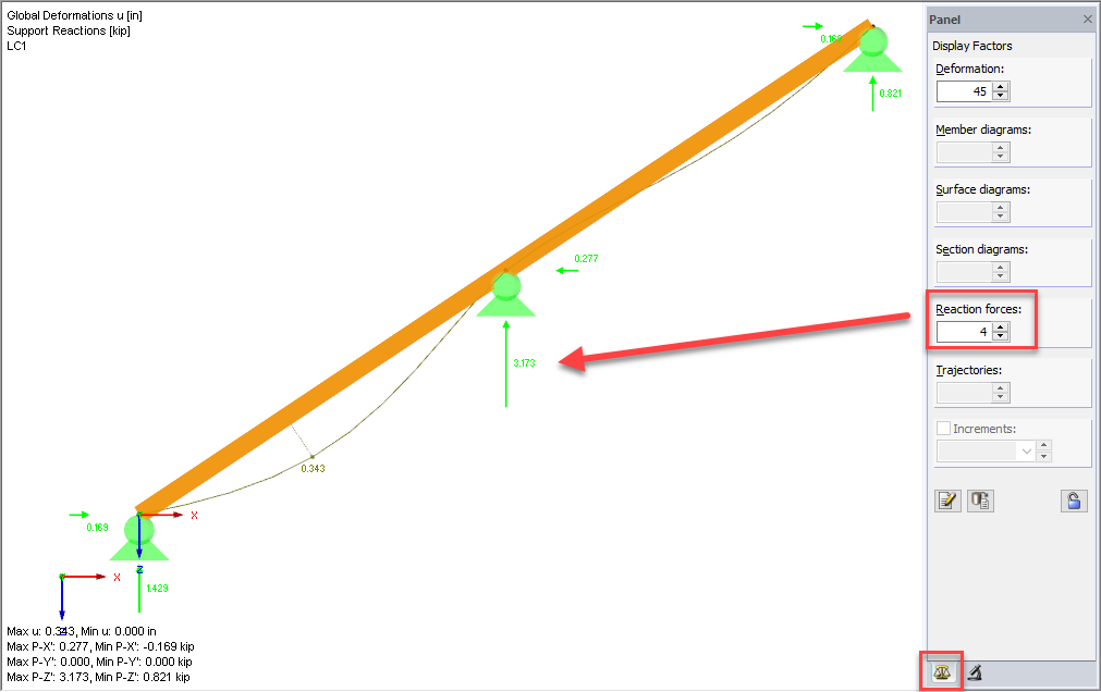 Adjusting Display Factor for Support Forces