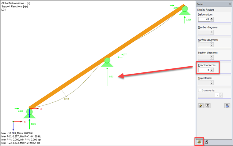 Adjusting Display Factor for Support Forces