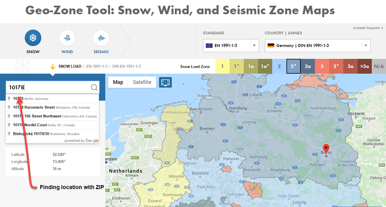 Finding Snow Load Zone and Snow Load by Zip Code (ZIP)