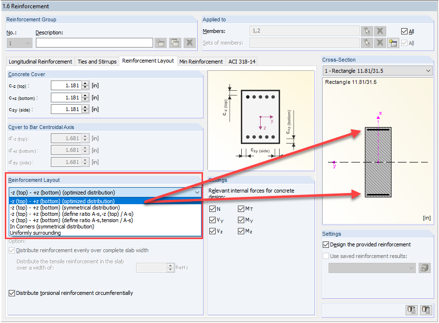 Reinforcement Layer for Rectangular Cross-Section