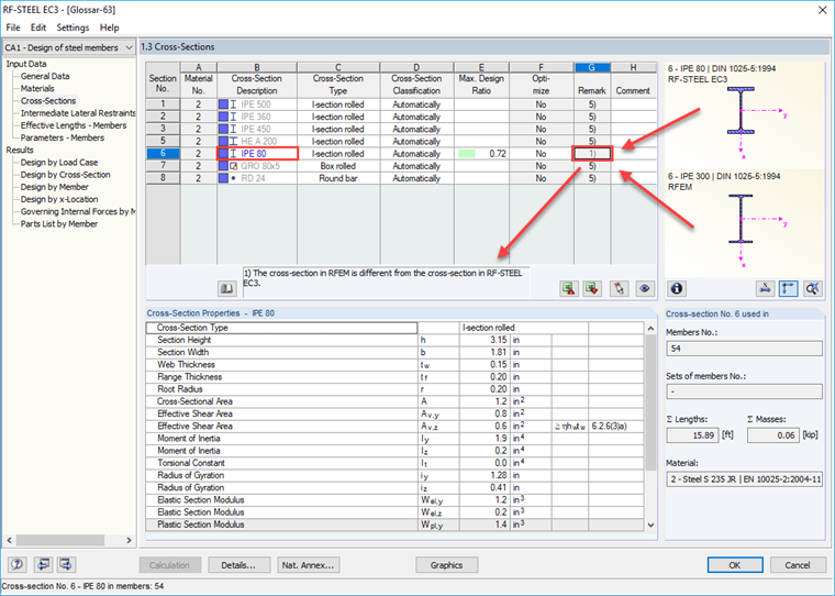 Different Cross-Sections in RFEM and in Add-on Module