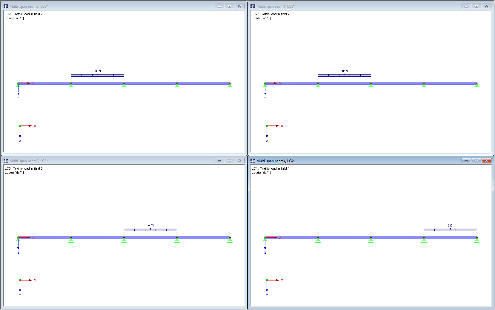 Load Cases of Multi-Span Beam