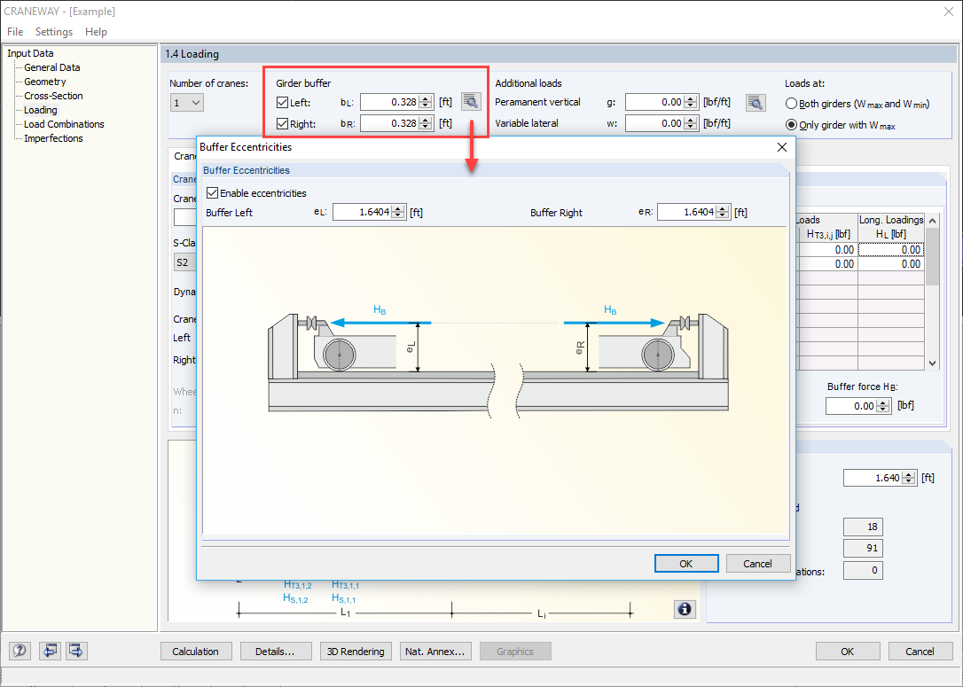 Defining Distances and Eccentricities for Girder Buffer