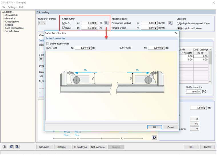 Defining Distances and Eccentricities for Girder Buffer