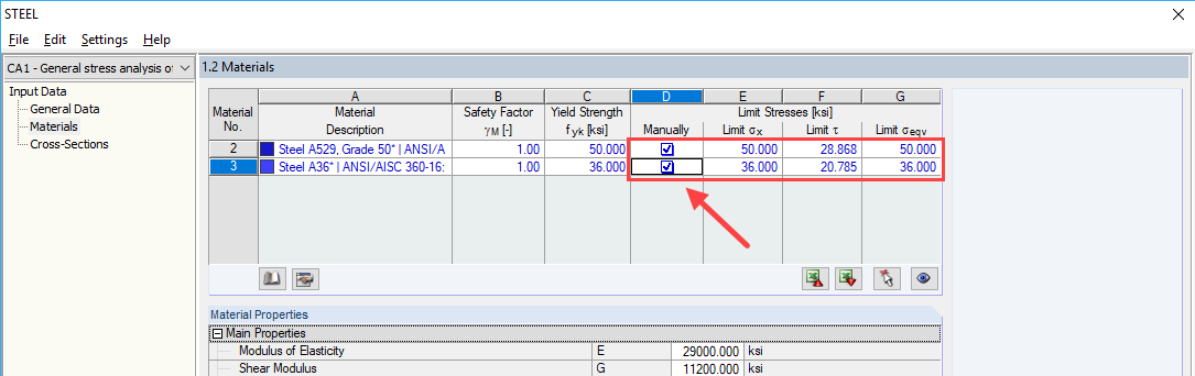 Adjusting Limit Stresses