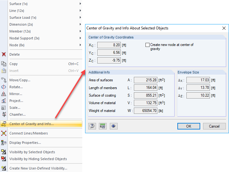 Feature "Center of Gravity and Info"