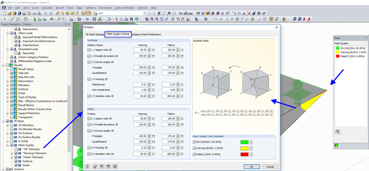 Checking "FE Mesh Quality Criteria"