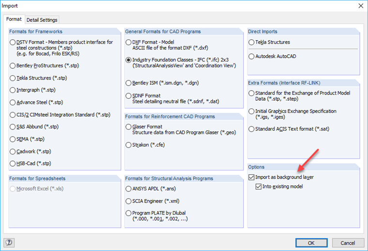 Importing IFC File as Background Layer