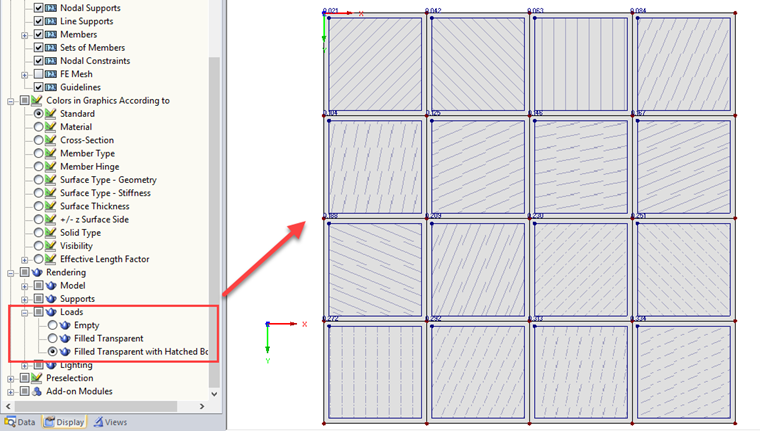 Displaying Hatching for Surface Loads