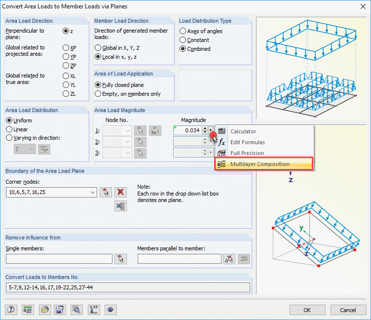 Creating Surface Load from Multilayer Composition