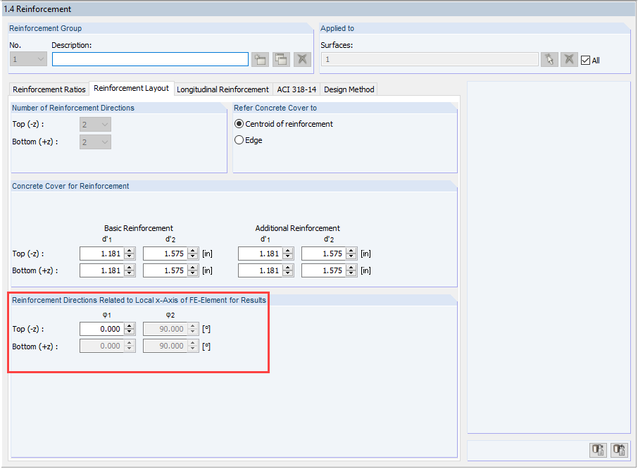 Angle Between Reinforcement Directions for Analytical SLS Design