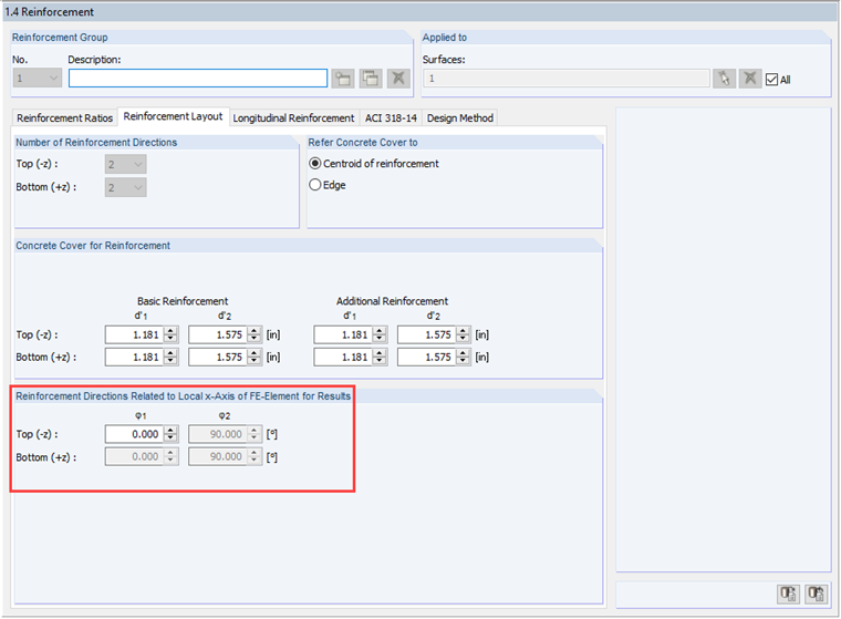 Angle Between Reinforcement Directions for Analytical SLS Design