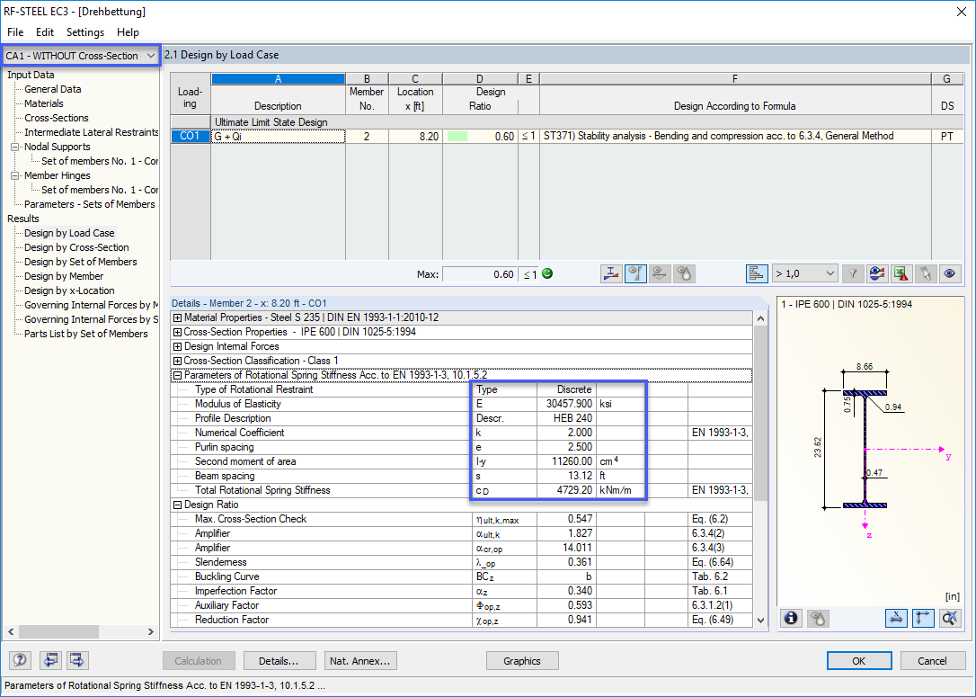 Rotational Spring Without Considering Section Deformation