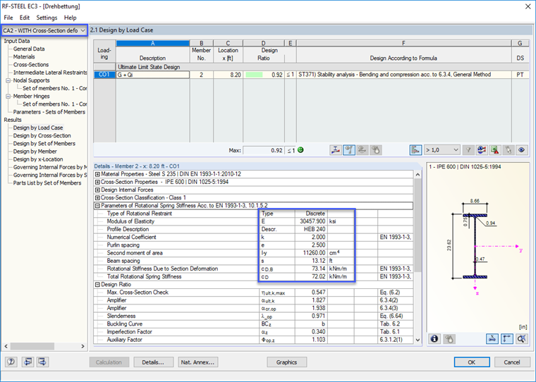 Rotational Spring Considering Section Deformation