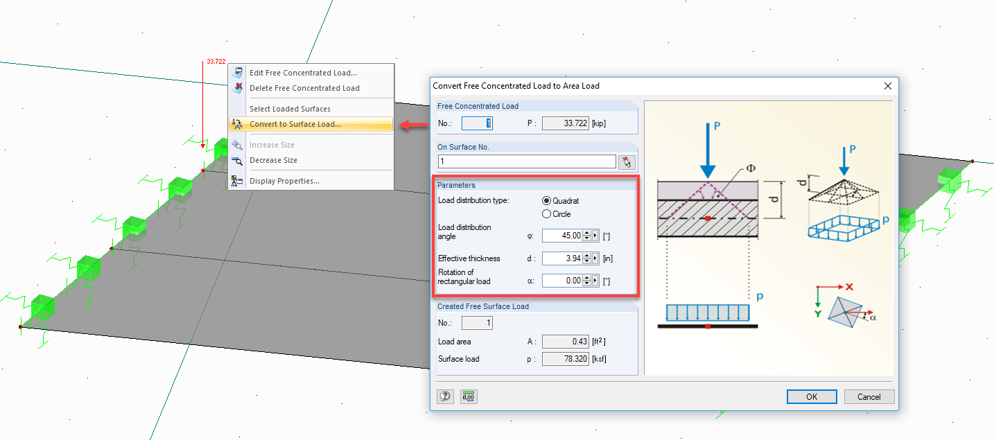 Converting Concentrated Load into Surface Load