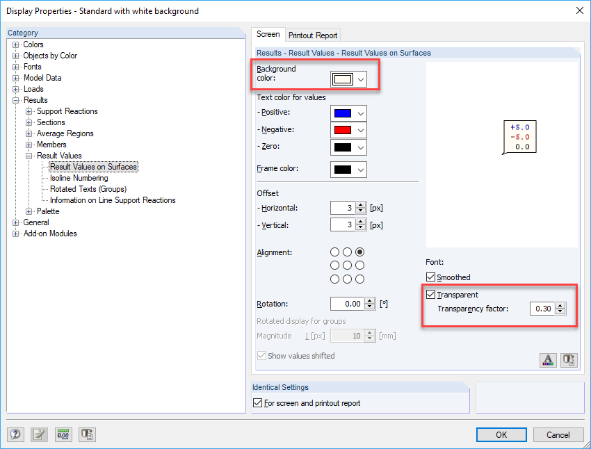Display Properties: Result Values on Surfaces