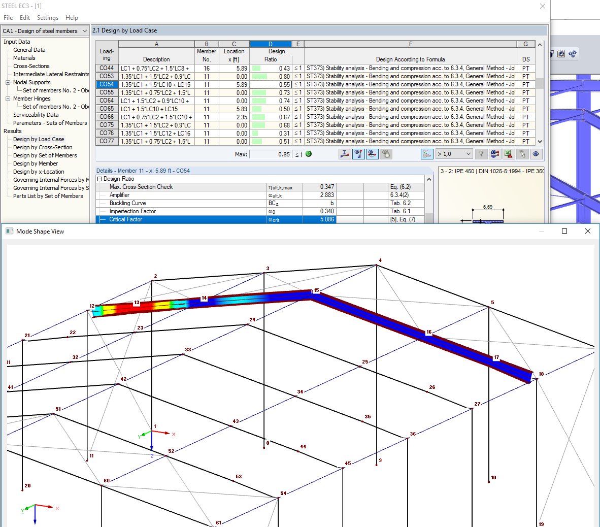Window for Displaying Calculated Mode Shape (Critical Buckling Shape)