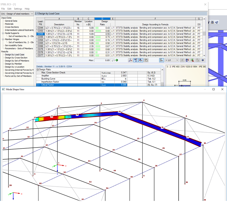 Window for Displaying Calculated Mode Shape (Critical Buckling Shape)