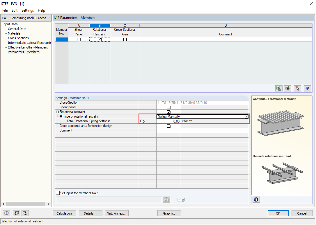 Defining Rotational Restraint Manually