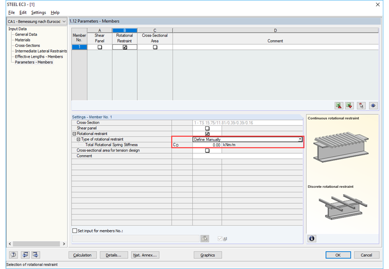 Defining Rotational Restraint Manually