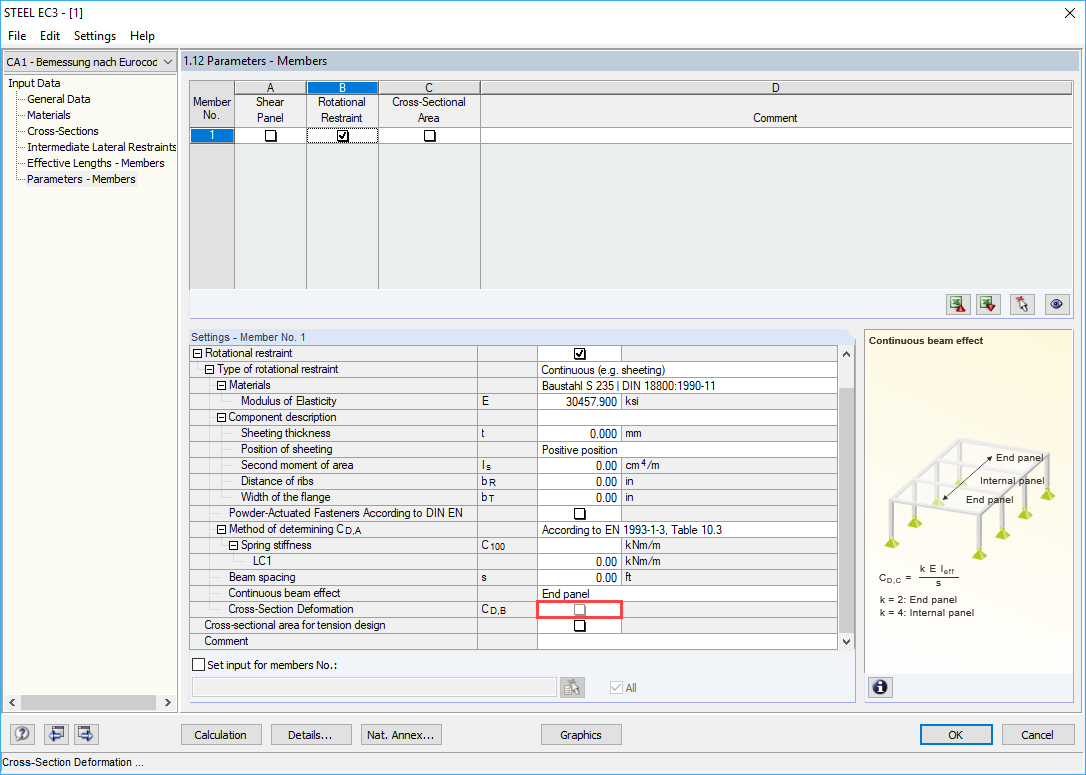 Parameter "Cross-Section Deformation" for Rotational Restraint