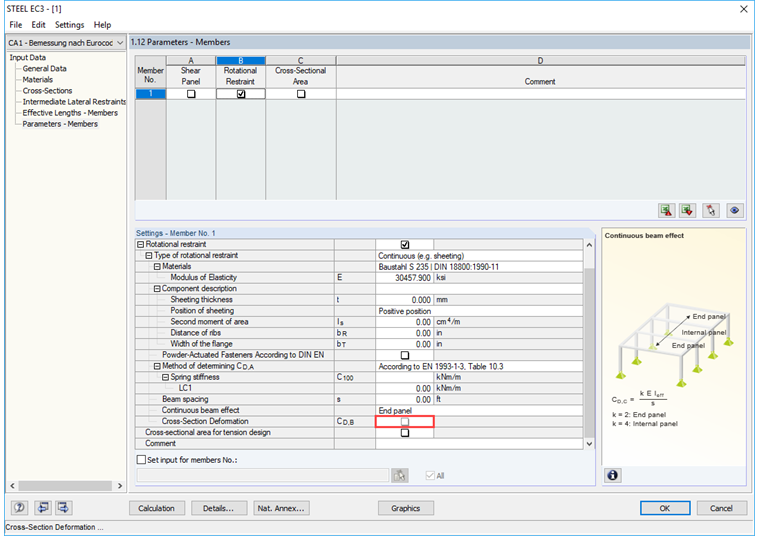 Parameter "Cross-Section Deformation" for Rotational Restraint