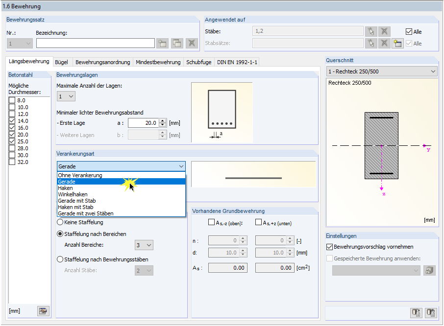Selecting Anchorage Type for Longitudinal Reinforcement